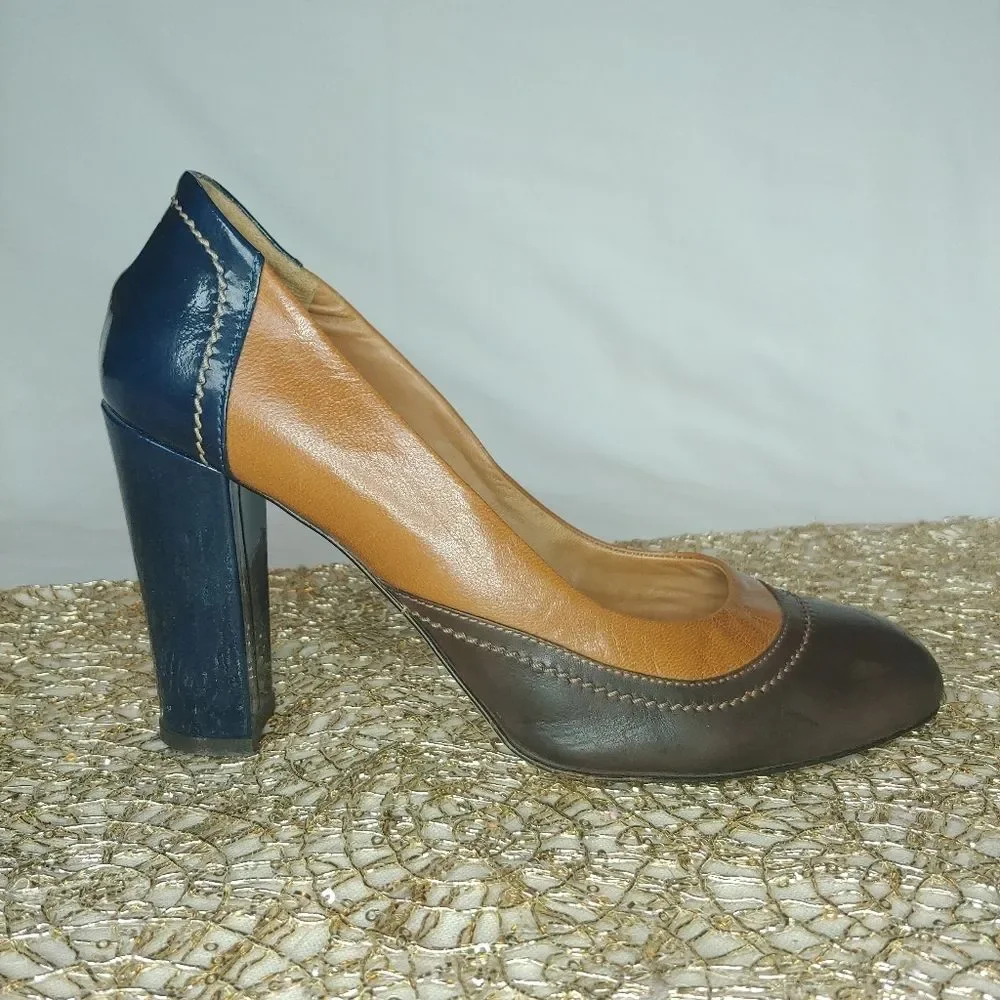 Essentiel Italian Multicolor Leather Heels - Picture 3 of 5